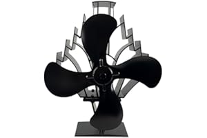 PELLETHEAD Heat Powered Stove Fan for Freedom Stoves Wood & Pellet Burners: Compatible with Log Burners, 348 CFM Airflow, 14" Large 4-Blade Non-Electric Thermal Blower, Black