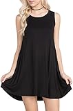 Womens ECO-FRIENDLY Bamboo Fiber Sleeveless Trapeze Knit Dress (Small, Black)