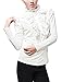 Allegra K Women Ruffle Neck Blouse Half Placket Stand Collar Puff Sleeve Shirts, X-Small / US 2, White