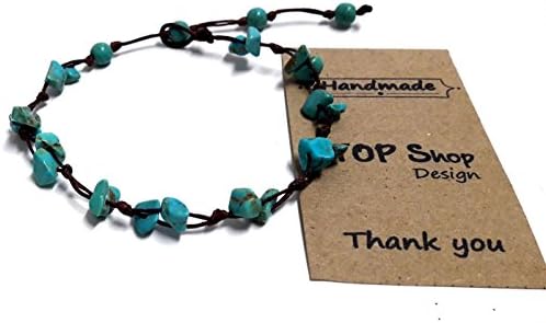 Stone Blue Turquoise Color Bead Anklet or Bracelet Beautiful 26 cm.Handmade for Women Teens and Girls