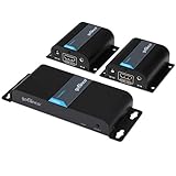gofanco 130ft 1080p 1x2 2 Port HDMI Extender Splitter Over CAT5e/CAT6/CAT7 ethernet Cable with IR Remote Control, 1 in 2 Out HDMI Distribution Amplifier Up to 40m (130 feet) 1080p 60Hz (HDMIExtSplit)