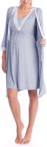 HIUPEB Women's Casual Maternity Nursing Breastfeeding Dress/Labor Delivery Hospital Robe