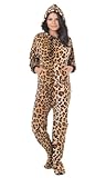 Footed Pajamas Cheetah Spots Adult Hoodie Chenille