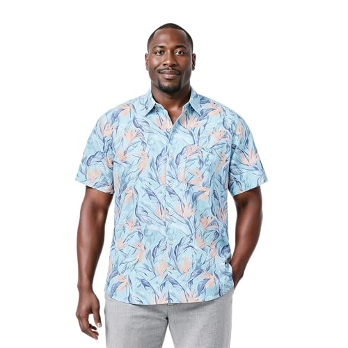 Izod Men's Big and Tall Saltwater Dockside Short Sleeve Button Down Shirt, Bach…
