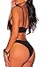 FAFOFA Woman's 2PCS Bikini Swimsuit Scoop Neck Crop Tank High Cut Thong Bottom Outfit Swimwear Black S