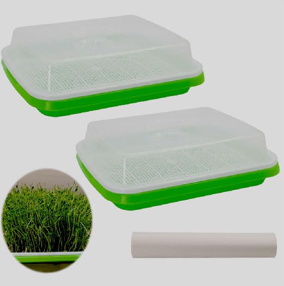 Photo 1 of **MISSING ONE**
MODUODUO Seed Sprouter Tray 2PCS Soil-Free Wheatgrass Grower Sprouting Container with Lid 20CPS Germinating Growing Paper