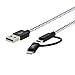 CableCreation 4 Feet 2-in-1 Lightning and Micro USB to USB Data Sync Charge Cable, [MFi Certified] Compatible iPhone X/8/8 Plus/7/7 Plus, iPad, Phone, Black + White/1.2M