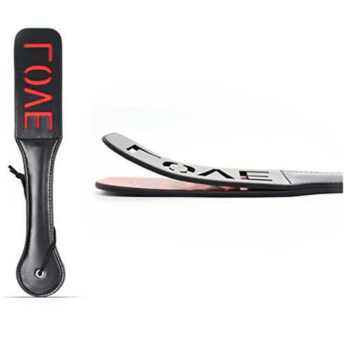 Carinloing Black Body Harness Passionated Leather Letter Double Tiers Handle Flirting Paddle Pat (LOVE)