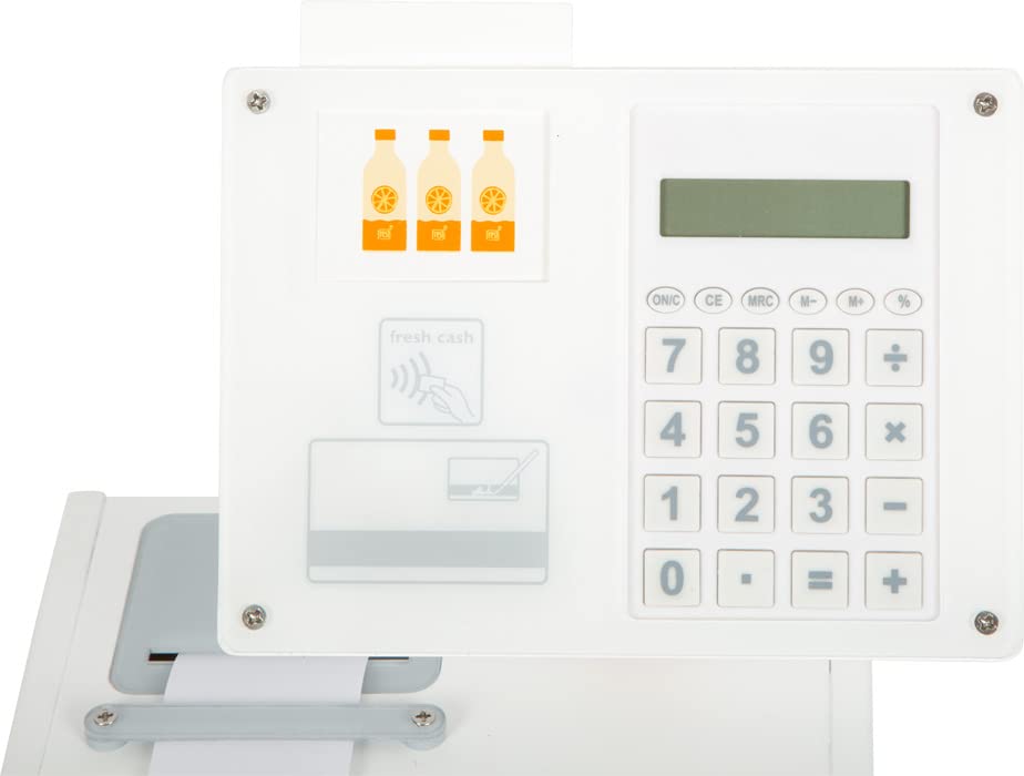 small foot Kasse "fresh" aus Holz, multifunktionales Zubehör für Kaufladen, Rollenspielzeug, ab 3 Jahren, 12249, Weiß 6