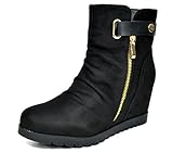 DREAM PAIRS ZIPLINE Women's Fashion Casual Low Hidden Wedge Heel Ankle Boots