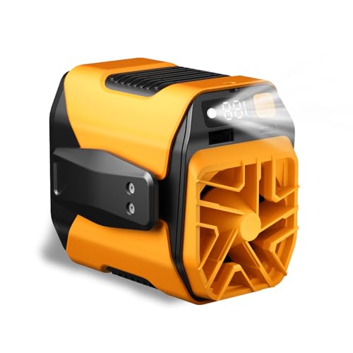 WZ-ruijiang 2025 Upgrade Portable Waist Fan Personal Fan 100 Level Speed With High-power Motor Flashlight Cooling Wearable Clip on Belt Hand-Free Neck Fan for Camping Travel Outdoor Jobsite (YELLOW)