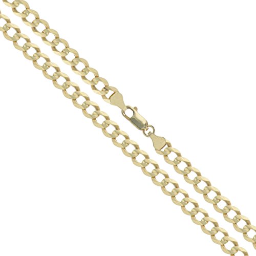 10k Yellow Gold-Hollow Curb Link Chain 4.3mm Necklace 24