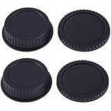2 PACK - Movo Lens Mount Cap and Body Cap for Canon EOS DSLR Camera (4 Caps)