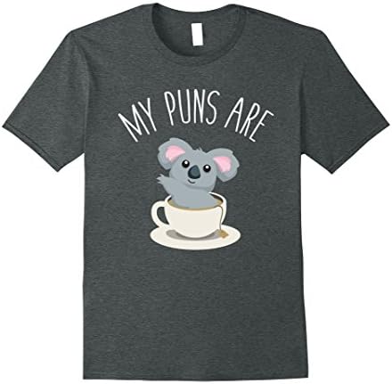 Mens Koala Pun Shirt My Puns Are Koala Tea T-Shirt Funny Large Dark Heather