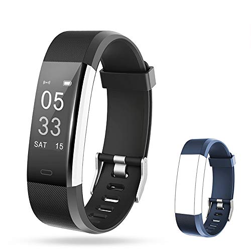 Lintelek Fitness Tracker, Heart Rate Monitor Activity Tracker with Connected GPS Tracker, Step Counter, Sleep Monitor,Waterproof Pedometer for Android and iOS Smartphone (Dark + Replacement Band)