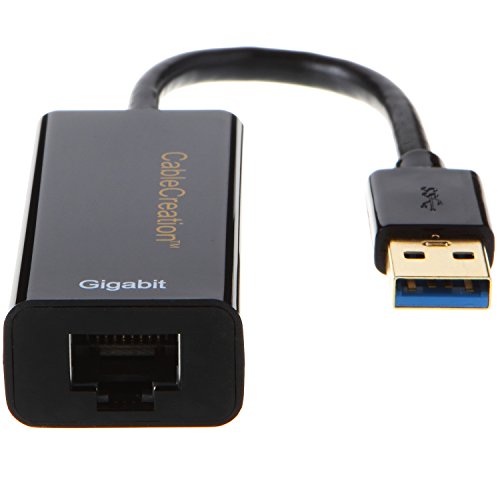 USB to Ethernet, USB Network Adapter, CableCreation USB to RJ45 Gigabit Ethernet Adapter, USB 3.0 to 10/100/1000 Gigabit Ethernet, No Driver Required, Black