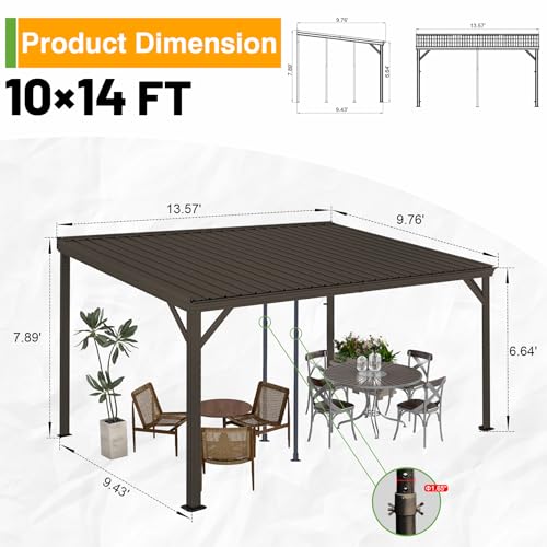 SHPAI 10x14 Wall Mounted Hardtop Gazebo Review: Lean-To Outdoor Shelter with Gutter image 25