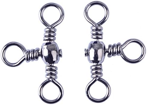 Agepoch Three Way Cross-Line Barrel Swivel 3 Way T-Turn Crossline Connector Fishing Line Rolling Snap Triple Solid Ball Bearing Accessories Tackle