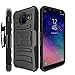 Samsung Galaxy A6 Case with Tempered Glass Screen Protector,IDEA LINE Heavy Duty Armor Shock Proof Dual Layer Holster Locking Belt Swivel Clip with Kick Stand - Black