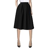 Urban CoCo Women's Knee Length A Line Midi Skirt Casual Work Elastic High Waisted Skirts with Pockets