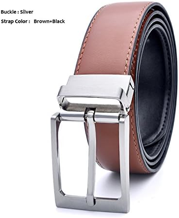 Also Easy Mens Belt Formal Leather Reversible Buckle Belts Mens Leather Handmade Belt NEW Cowhide Leather Men Belt BlackBrownSilver 130cm 44to47 Inch