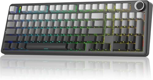 AULA F99 PRO Wireless Mechanical Gaming Keyboard,99 Keys Creamy Keyboard Ergonomic Bluetooth Keyboard Hot Swappable Custom RGB Backlit with 8000mAh Battery - Gradient Gray