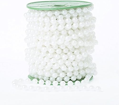Acrylic Pearls Faux Crystal Beads String By the Roll for Wedding,Chandelier,Christmas Party Decorations,8mm,10M (Ivory)