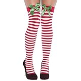 amscan Stripe Christmas Thigh-High Socks, 1 Pair