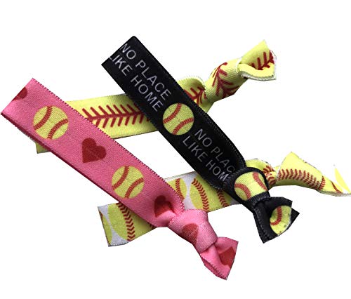 8 Piece Softball Gift Hair Elastic Set - Gifts and Accessories for Players, Women, Girls, Coaches, Teams, High School Softball Teams, Women's Leagues - MADE in the USA