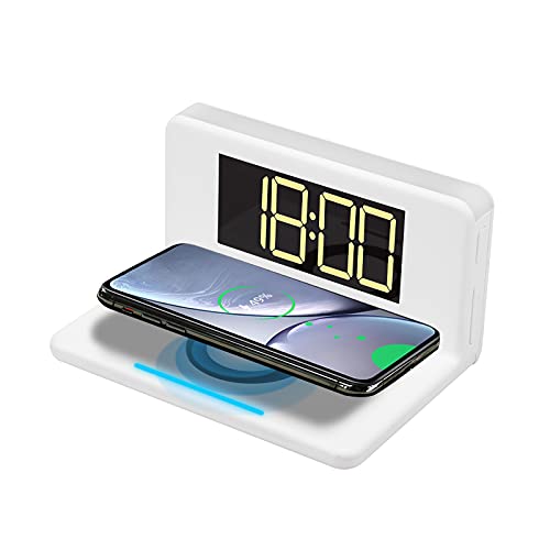 Pointuch Alarm Clock for Bedroom Bedside, Wireless Charging Alarm Clock