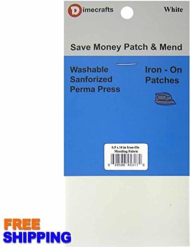 RPDIYME 1 Patch Iron-On White Mending Tape Fabric 6.5 x 14 Inch Compare to Bondex