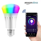 Lvgoo WiFi Smart LED Light Bulb,Works with Amazon Echo Alexa,Smartphone Wireless Remote Control,Dimmable Multicolored Color,60 W Equivalent(Silver)