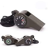 Migkin 3 Pack Emergency Survival Whistle, 3-in-1 Emergency Whistles with Compass and Thermometer, Loud Safety Whistle with Lanyard for Outdoor Hiking, Camping, Boating, Hunting, Fishing