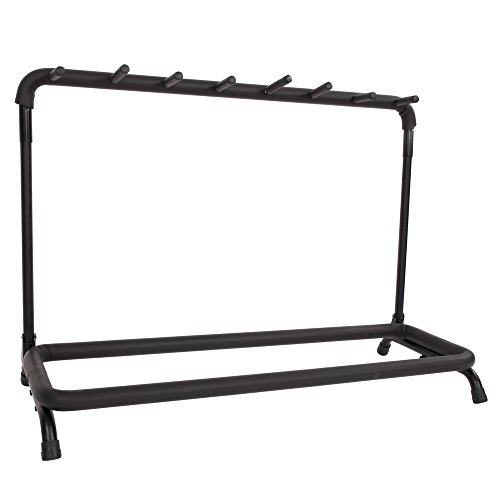 Kuyal Guitar Stand 7 Holder Guitar Display Rack Multi Guitar Storage Padded-Foam Rails- Black (7 Holder)
