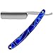 New Straight Edge Stainless Steel Barber Razor Folding Fold Shaving Shave Knife Cut Tool for Male Acrylic Handle (Deep Blue)