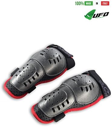 UFO PLAST Made in Italy SK09174 MULTISPORT Knee Guards for Kids / Long Version / Knee Protection Pads / One Size fits all / For: Motorcycle, Motocross, Snowboard, Ski / Color: Black with Red