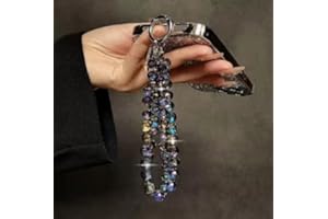 Beaded Phone Wrist Strap, Cellphone Lanyard Chain, Sparkling Wristlet Bracelet for Women, Black
