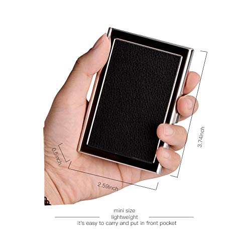 RFID Credit Card Holder Wallets for Women or Men Slim Stainless Steel and PU leather Credit Card Protector for Holding Debit ATM Card