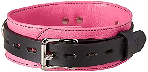 Strict Leather Deluxe Locking Collar, Pink and Black