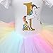 TTYAOVO Baby Girl 1st Birthday 3pcs Unicorn Outfits with Headband & Romper & Skirts Size 1 Years Pink
