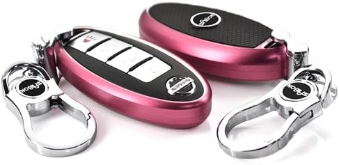 Saibon Protective Hard Aluminum Shell Key Fob Remote Entry Case Cover for Nissan (Red)