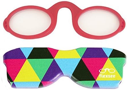 Flexsee Retro Lightweight Flexible Reading Glasses for your I-phone, Easy to Carry, Unbreakable, printed Red +2.5 + FREE EYEGLASSESCORD