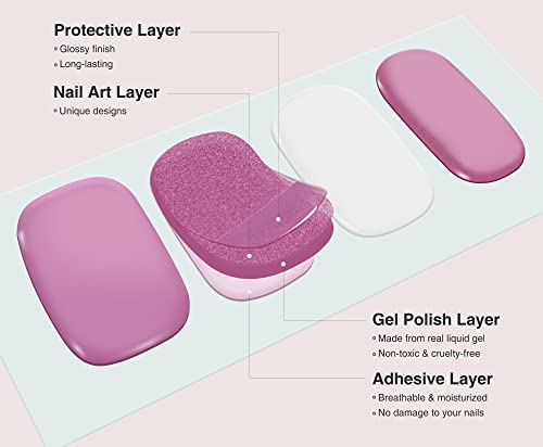 ZUMEY Semi Cured Gel Nail Strips – Gel Nail Polish Stick On Nails Kit – Glossy & Long Lasting Nail Stickers for Nail Art for Women, 30pcs Extra Long Stickers, UV Lamp Required (Paw Paw)
