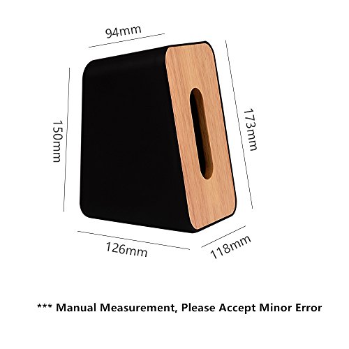 MEI YI TIAN ABS & Wood Paper Facial Tissue Box Cover Refill Holder for Bathroom Vanity Countertops, Desks and Tables, Modern Home Decor (1 Pack Black)