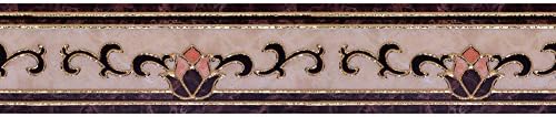 BOER INC 196.85"x3.93" 3D Wall Border Stickers PVC Self Adhesive Gold Plated Geometric Decal Sticker Waterproof Wall Decor Decal for Bathroom Kitchen Living Room Bedroom Home Decor (E style)
