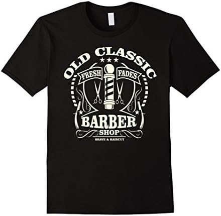 Mens Vintage Barbers Pole Scissor Hair Clippers Comb T-Shirt 3XL Black