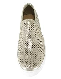 Cambridge Select Mujer cerrados de punta redonda perforada geométrico recorte Crystal Rhinestone Slip-On Flatform Fashion Sneaker