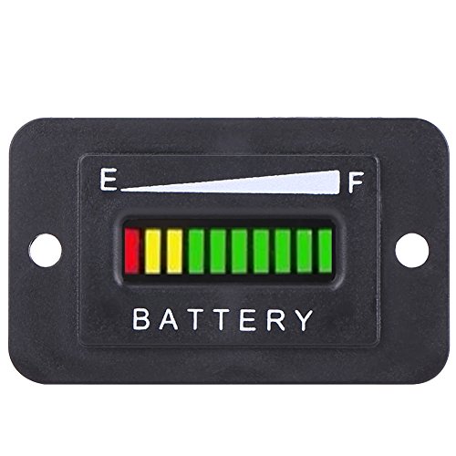 Led Digital Battery Indicator Meter Gauge Golf Cart, 12V/24V/36V/48V Led Battery Gauge for Golf Cart with Hour Meter(36V)