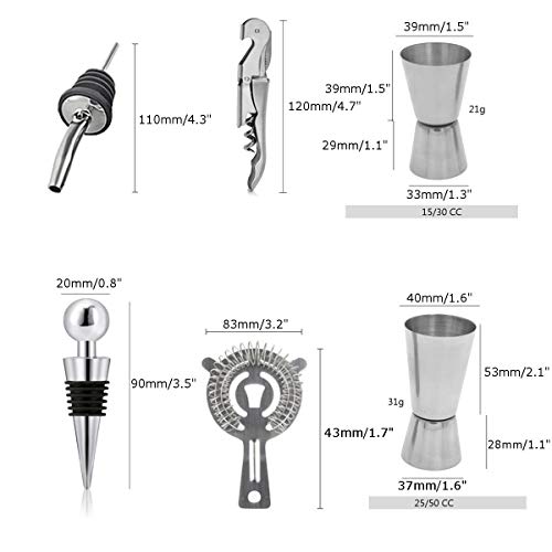 NXYJD 22 stücke Set 550ml 750ml Edelstahl Cocktail Shaker Mixer Getränk Bartender Browser Kit Bars Set Werkzeuge mit… – Bild 6