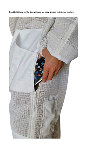 OZ ARMOUR Beekeeping Suit Ventilated ULTRA COOL Three Layer Mesh with Fencing Veil & Round Brim Hat
